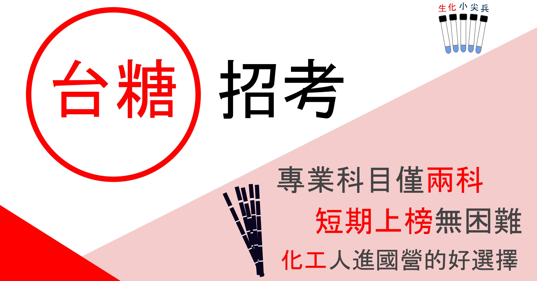 [109台糖招考]化學與化工相關學系快來報名化工組！專業科目僅兩科，高中畢業就可以考！